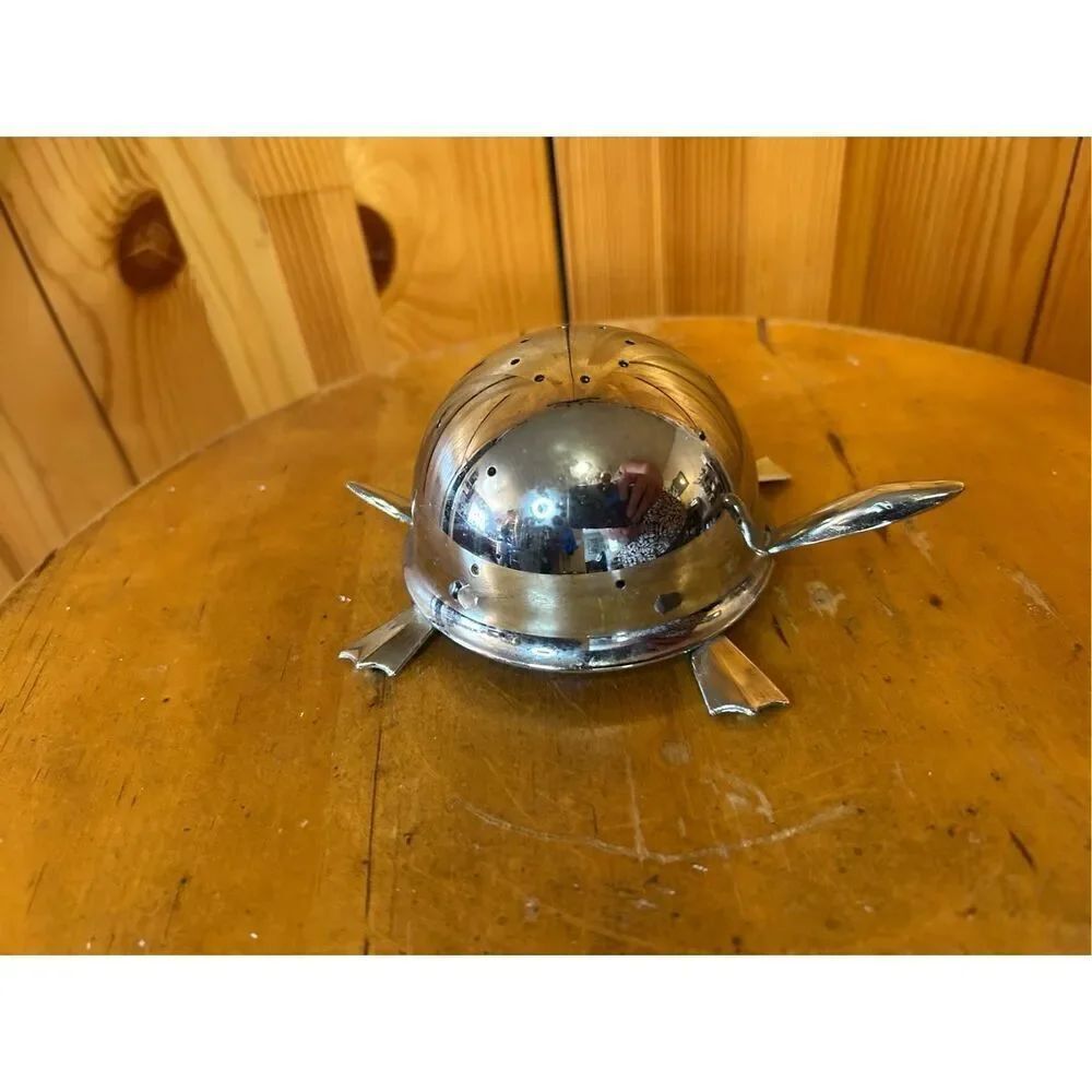 1970's Chrome MOCK TURTLE by IRVINWARE Figural Toothpick Hors D' Oeuvre SERVER (